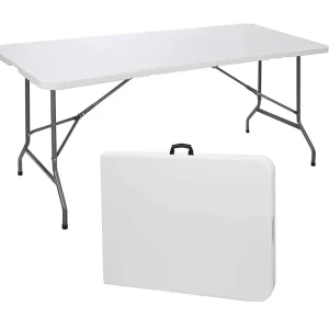 White Outdoor Rectangular Plastic Folding Table